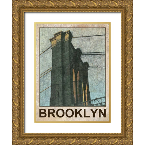 Bklyn Time Gold Ornate Wood Framed Art Print with Double Matting by Lewis, Sheldon