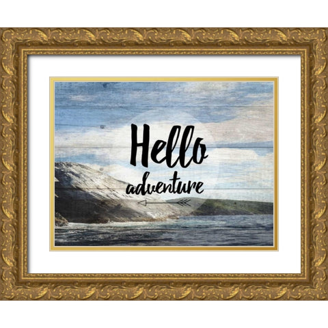 Hello Adventure Gold Ornate Wood Framed Art Print with Double Matting by Lewis, Sheldon