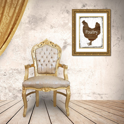 Poultry Butcher Block Gold Ornate Wood Framed Art Print with Double Matting by Lewis, Sheldon