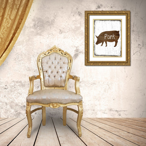 Pork Butcher Block Gold Ornate Wood Framed Art Print with Double Matting by Lewis, Sheldon