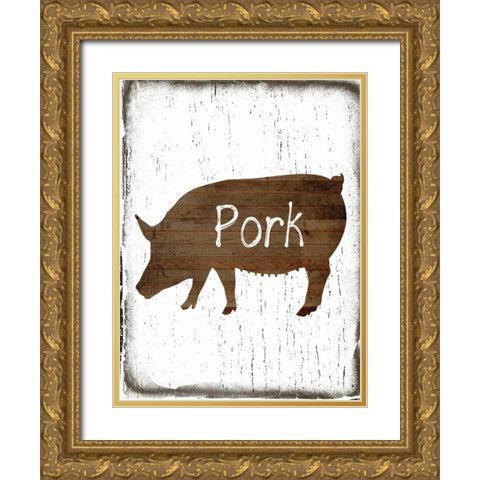 Pork Butcher Block Gold Ornate Wood Framed Art Print with Double Matting by Lewis, Sheldon