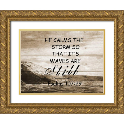He Calms The Storm Gold Ornate Wood Framed Art Print with Double Matting by Lewis, Sheldon