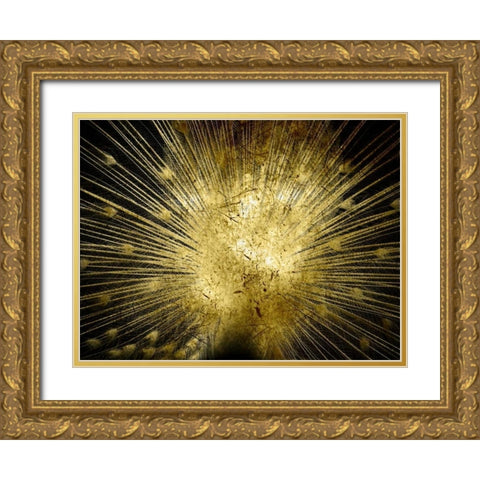 Golden Peacock Gold Ornate Wood Framed Art Print with Double Matting by Lewis, Sheldon