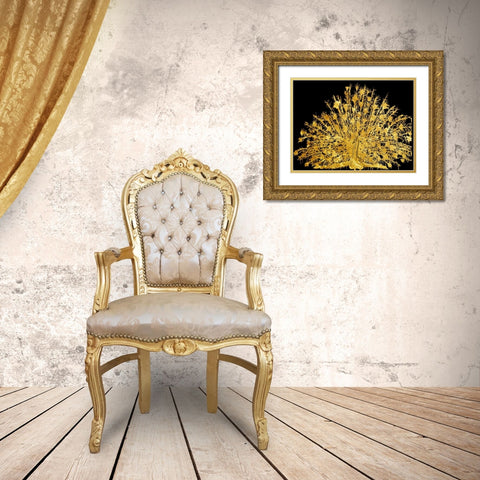 Golden Peacock 4 Gold Ornate Wood Framed Art Print with Double Matting by Lewis, Sheldon