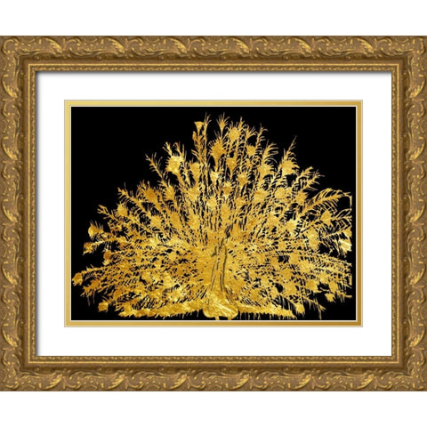 Golden Peacock 4 Gold Ornate Wood Framed Art Print with Double Matting by Lewis, Sheldon