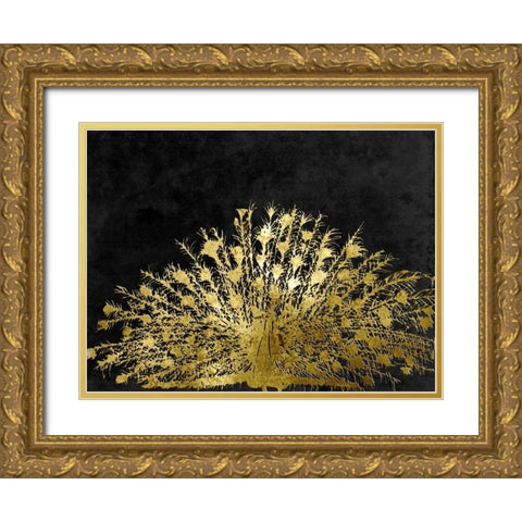 Golden Peacock 2 Gold Ornate Wood Framed Art Print with Double Matting by Lewis, Sheldon
