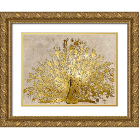Ivory Coast Peacock Gold Ornate Wood Framed Art Print with Double Matting by Lewis, Sheldon