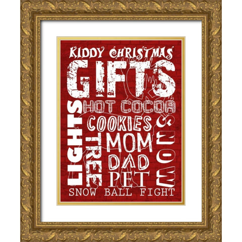 Kiddy Christmas Gold Ornate Wood Framed Art Print with Double Matting by Lewis, Sheldon