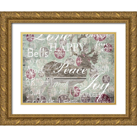 Christmas Wallpaper 1 Gold Ornate Wood Framed Art Print with Double Matting by Lewis, Sheldon