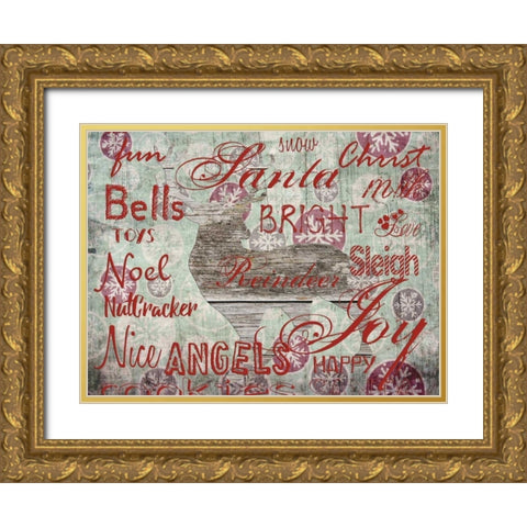 Christmas Wallpaper 2 Gold Ornate Wood Framed Art Print with Double Matting by Lewis, Sheldon