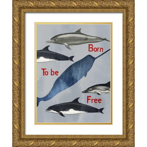 Born To Be Free Gold Ornate Wood Framed Art Print with Double Matting by Lewis, Sheldon