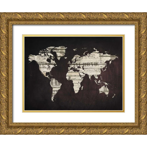 Map It Out Gold Ornate Wood Framed Art Print with Double Matting by Lewis, Sheldon