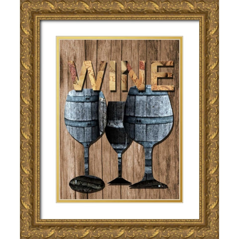 Wine Cellar 2 Gold Ornate Wood Framed Art Print with Double Matting by Lewis, Sheldon