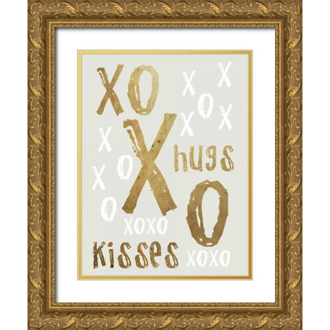 Hugs and Kisses Gold Gold Ornate Wood Framed Art Print with Double Matting by Lewis, Sheldon