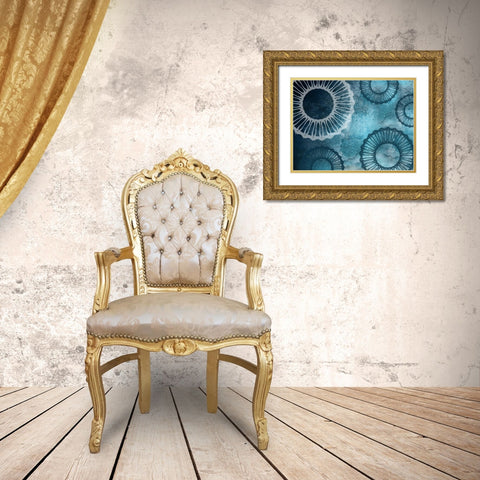 London Flat Abstract Gold Ornate Wood Framed Art Print with Double Matting by Lewis, Sheldon