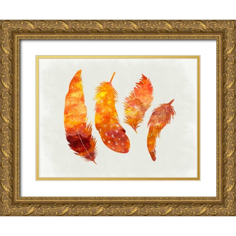 Feathery Abstract Gold Ornate Wood Framed Art Print with Double Matting by Lewis, Sheldon