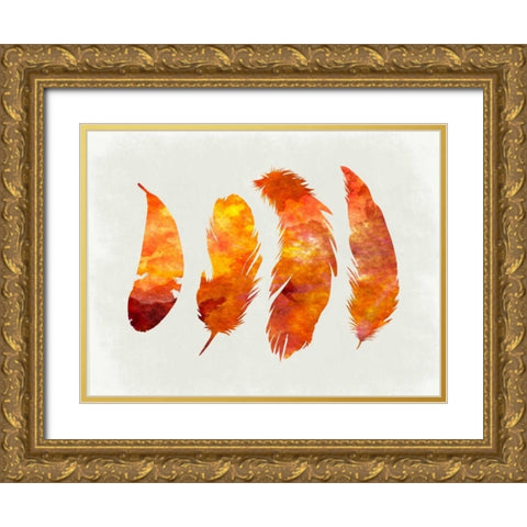 Feathery Abstract 2 Gold Ornate Wood Framed Art Print with Double Matting by Lewis, Sheldon