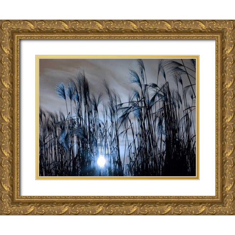 Blue Sunset Gold Ornate Wood Framed Art Print with Double Matting by Lewis, Sheldon