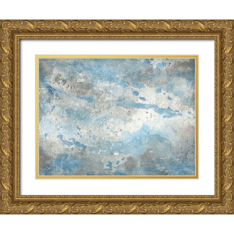 Ocean Blue Gold Ornate Wood Framed Art Print with Double Matting by Lewis, Sheldon