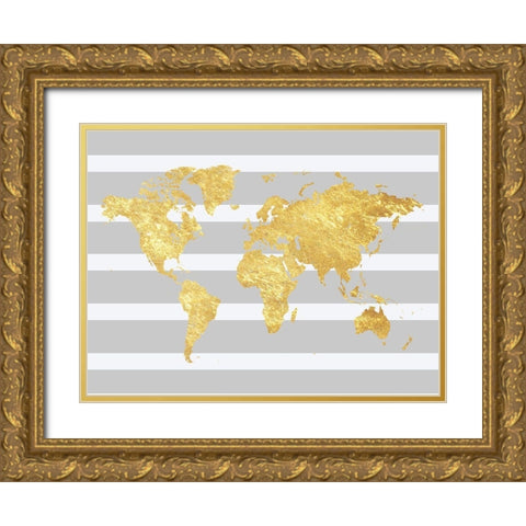 Map It Out Gold Ornate Wood Framed Art Print with Double Matting by Lewis, Sheldon