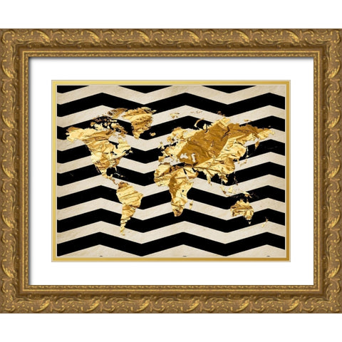Mapped Out Gold Ornate Wood Framed Art Print with Double Matting by Lewis, Sheldon