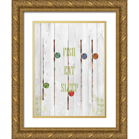 Fish Eat Sleep Gold Ornate Wood Framed Art Print with Double Matting by Lewis, Sheldon