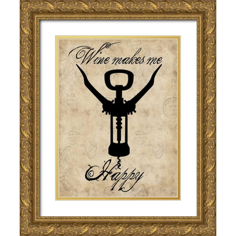 Happy Wine Gold Ornate Wood Framed Art Print with Double Matting by Lewis, Sheldon