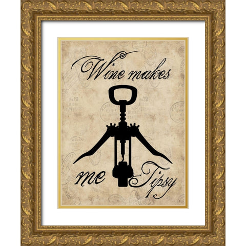 Tipsy Wine Gold Ornate Wood Framed Art Print with Double Matting by Lewis, Sheldon