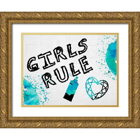 Girls Rule 2 Gold Ornate Wood Framed Art Print with Double Matting by Lewis, Sheldon