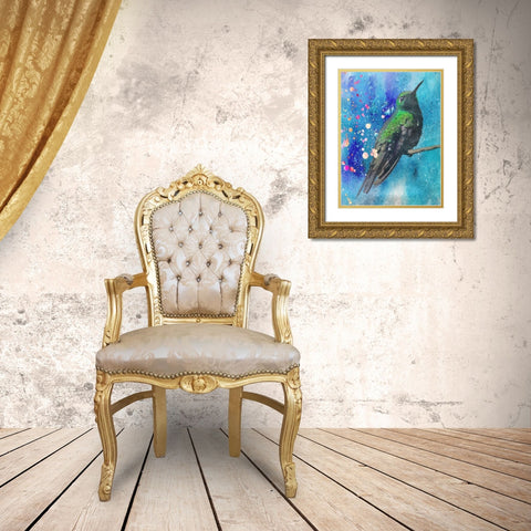 Hummer 2 Gold Ornate Wood Framed Art Print with Double Matting by Lewis, Sheldon