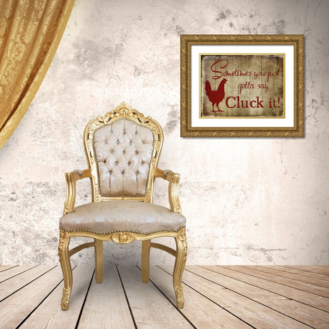 Whole Lot Of Clucks Gold Ornate Wood Framed Art Print with Double Matting by Lewis, Sheldon
