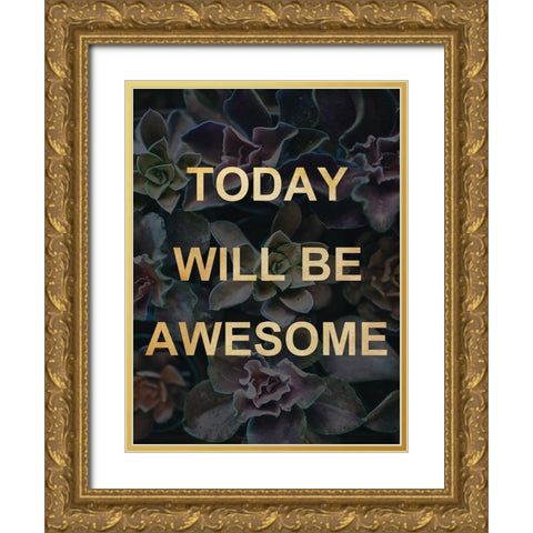 Awesome Floral Gold Ornate Wood Framed Art Print with Double Matting by Lewis, Sheldon