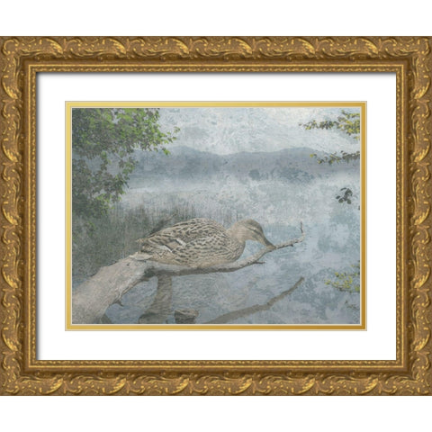 Sitting Duck Gold Ornate Wood Framed Art Print with Double Matting by Lewis, Sheldon