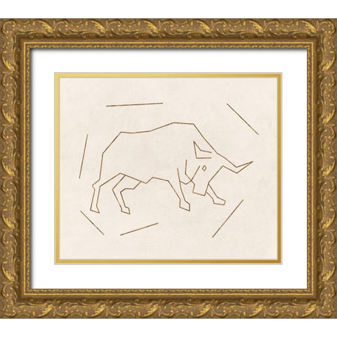 Bull Gold Ornate Wood Framed Art Print with Double Matting by Lewis, Sheldon