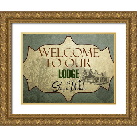 Lodge Home Gold Ornate Wood Framed Art Print with Double Matting by Lewis, Sheldon