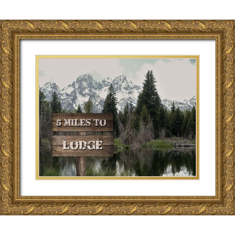 Cabin Lodge Gold Ornate Wood Framed Art Print with Double Matting by Lewis, Sheldon