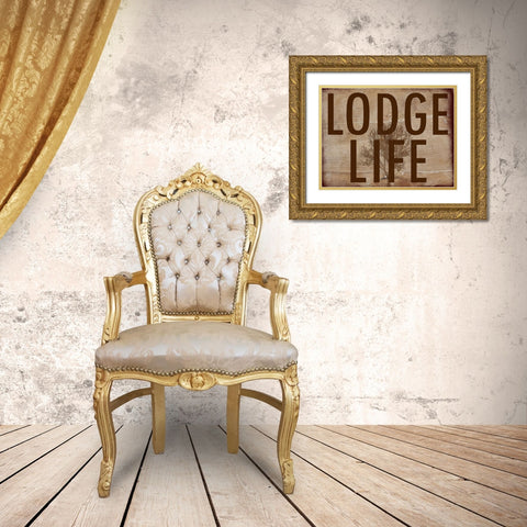 Lodge Life Gold Ornate Wood Framed Art Print with Double Matting by Lewis, Sheldon