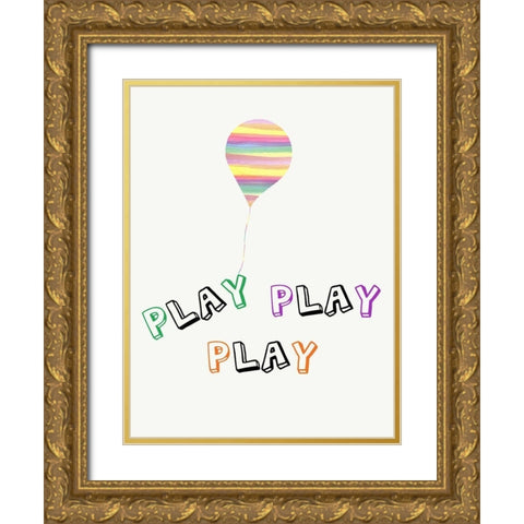 Play Play Play Gold Ornate Wood Framed Art Print with Double Matting by Lewis, Sheldon