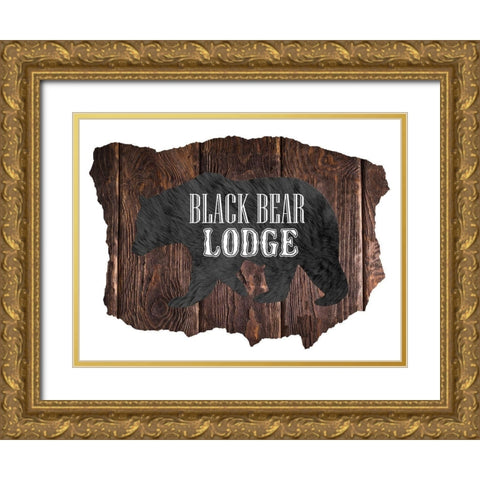 Black Bear Lodge Gold Ornate Wood Framed Art Print with Double Matting by Lewis, Sheldon