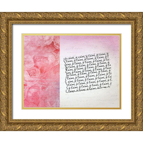 Je Taime Gold Ornate Wood Framed Art Print with Double Matting by Lewis, Sheldon