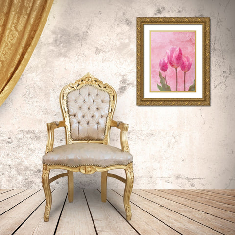 Tulip Love 1 Gold Ornate Wood Framed Art Print with Double Matting by Lewis, Sheldon