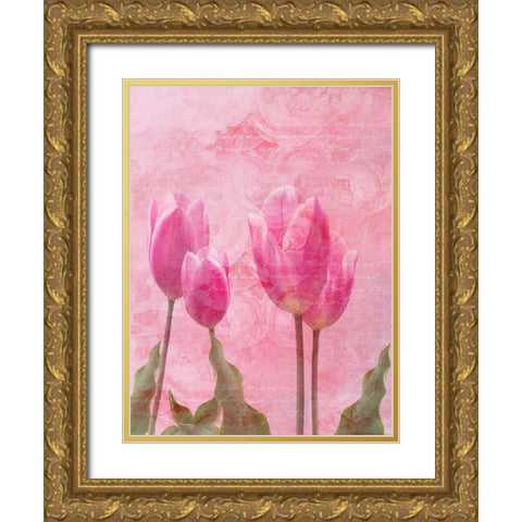 Tulip Love 2 Gold Ornate Wood Framed Art Print with Double Matting by Lewis, Sheldon