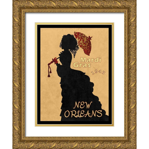 1945 Mardi Gras Gold Ornate Wood Framed Art Print with Double Matting by Lewis, Sheldon