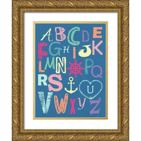 Alphabet Gold Ornate Wood Framed Art Print with Double Matting by Lewis, Sheldon