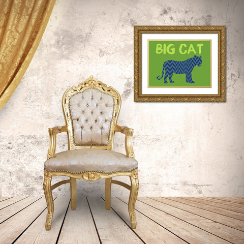 Big Cat Gold Ornate Wood Framed Art Print with Double Matting by Lewis, Sheldon