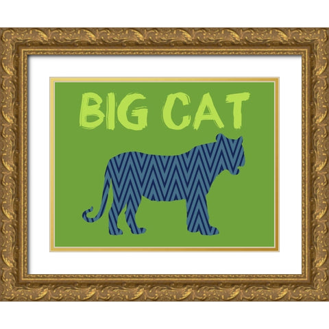 Big Cat Gold Ornate Wood Framed Art Print with Double Matting by Lewis, Sheldon