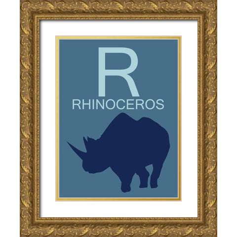Rhino Gold Ornate Wood Framed Art Print with Double Matting by Lewis, Sheldon