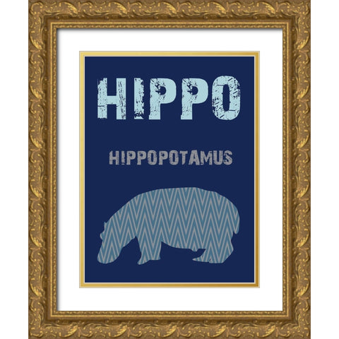 Hippo Gold Ornate Wood Framed Art Print with Double Matting by Lewis, Sheldon