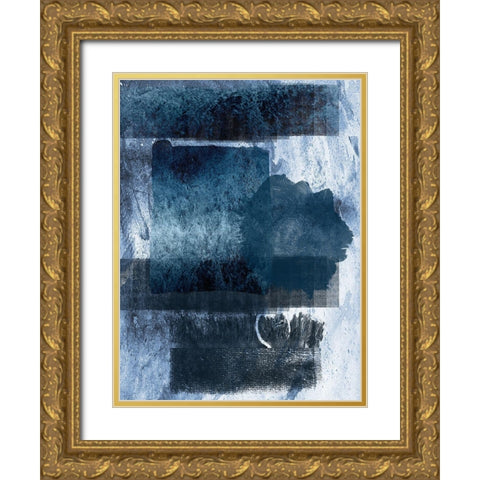 Placid Blue Gold Ornate Wood Framed Art Print with Double Matting by Lewis, Sheldon
