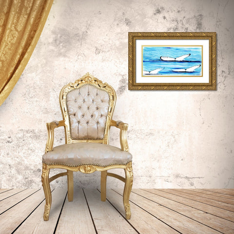 Whale Watching Gold Ornate Wood Framed Art Print with Double Matting by Lewis, Sheldon